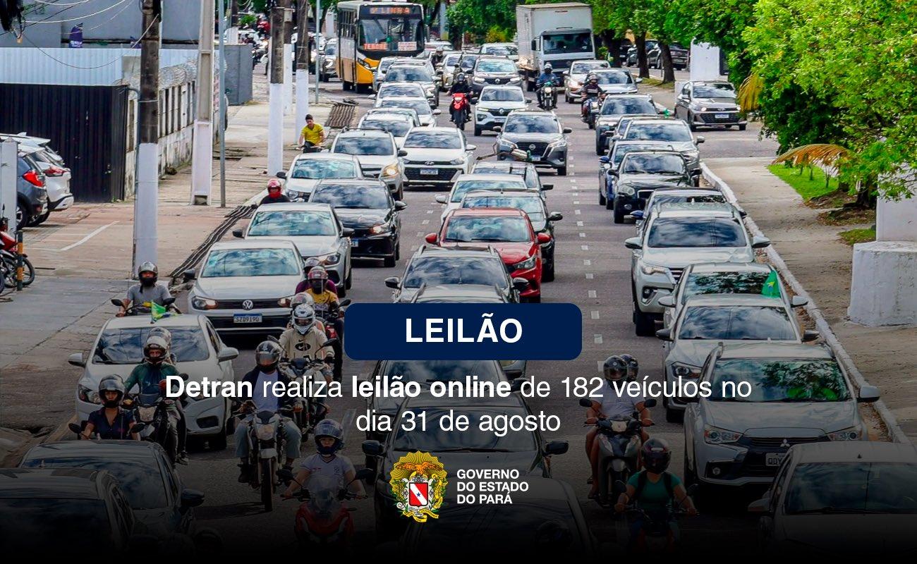 Detran realiza leilão online com 182 carros e motos no Pará; lances partem de R$ 50