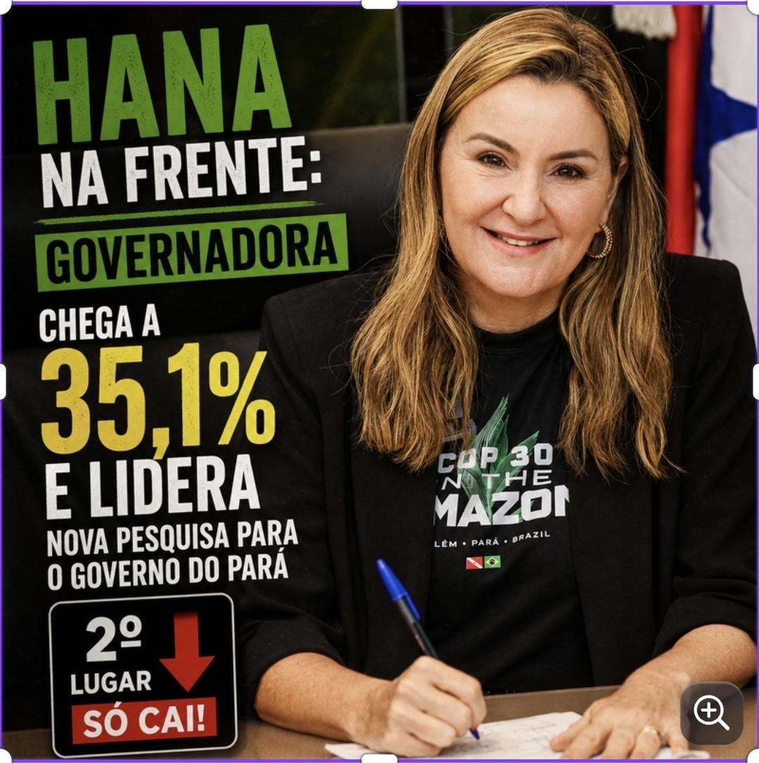 HANA NA FRENTE: Governadora chega a 35,1% e lidera nova pesquisa para o Governo do Pará
