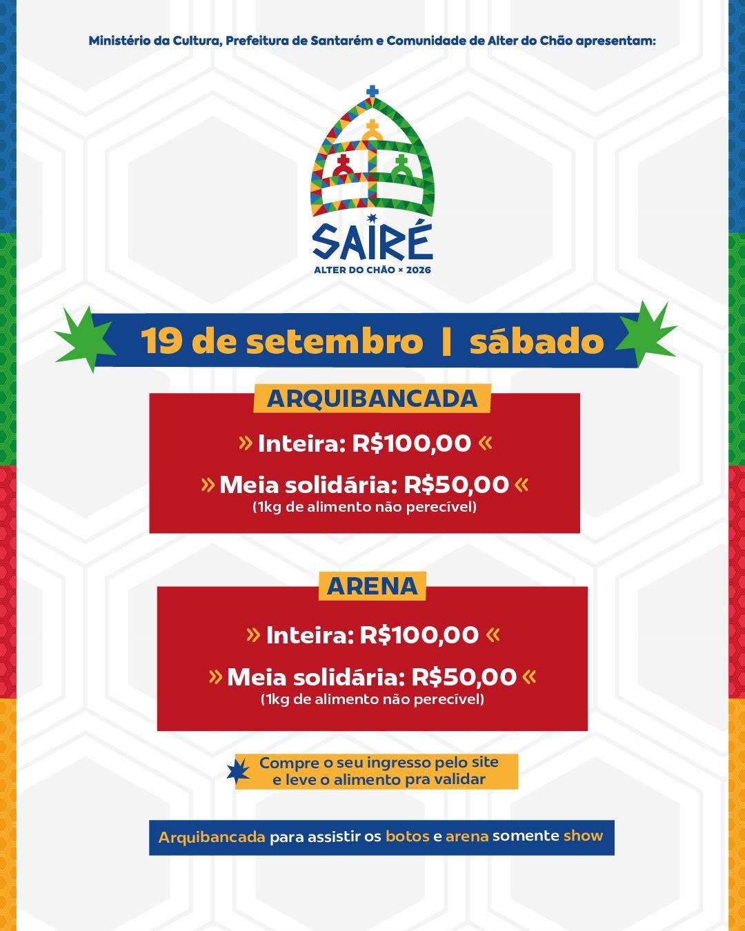 SAIRÉ 2026: Vendas de ingressos estão abertas para a tradicional festa em Alter do Chão