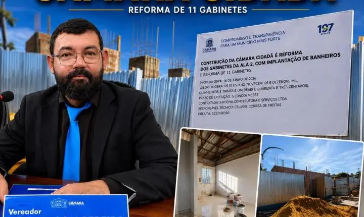 CÂMARA CIDADÃ: Gestão de Jandeilson Pereira avança com obra histórica para aproximar serviços públicos da população de Santarém