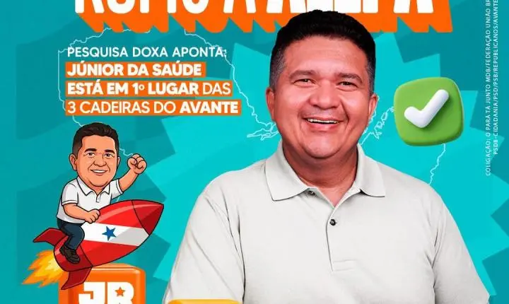 Pesquisa Doxa coloca Júnior da Saúde na liderança das intenções de voto no Avante para a Alepa