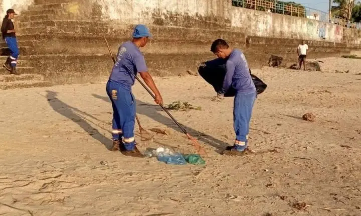 Prefeitura reforça limpeza das praias e da orla em frente à cidade