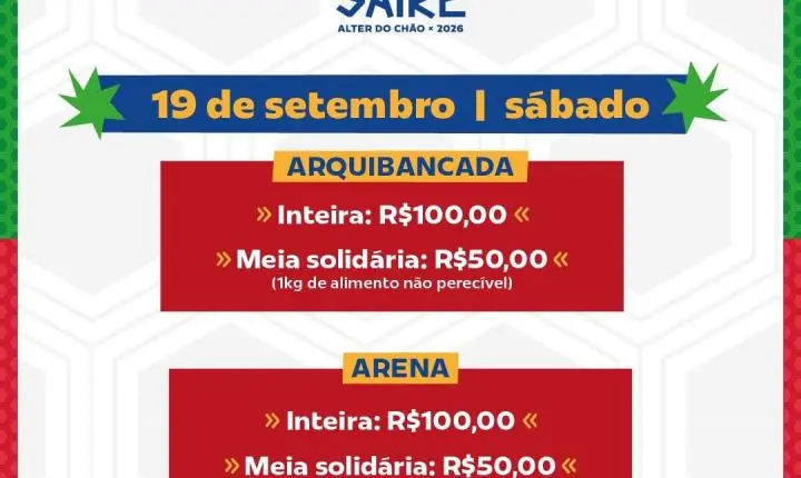 SAIRÉ 2026: Vendas de ingressos estão abertas para a tradicional festa em Alter do Chão